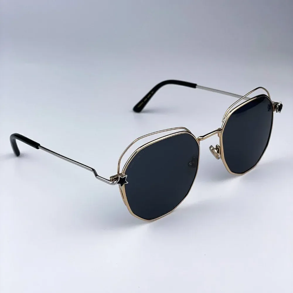 SALE! NEW Jimmy Choo FRANNY/S J5G Gold Dark Gray Round Steel Women Sunglasses